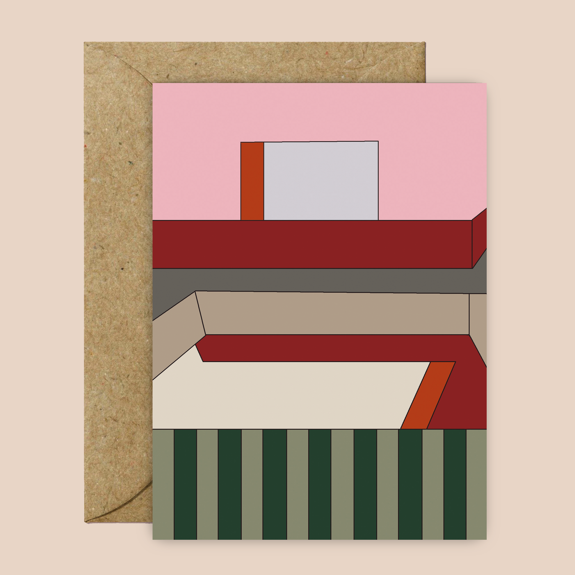 Architectural drawing on greetings card 