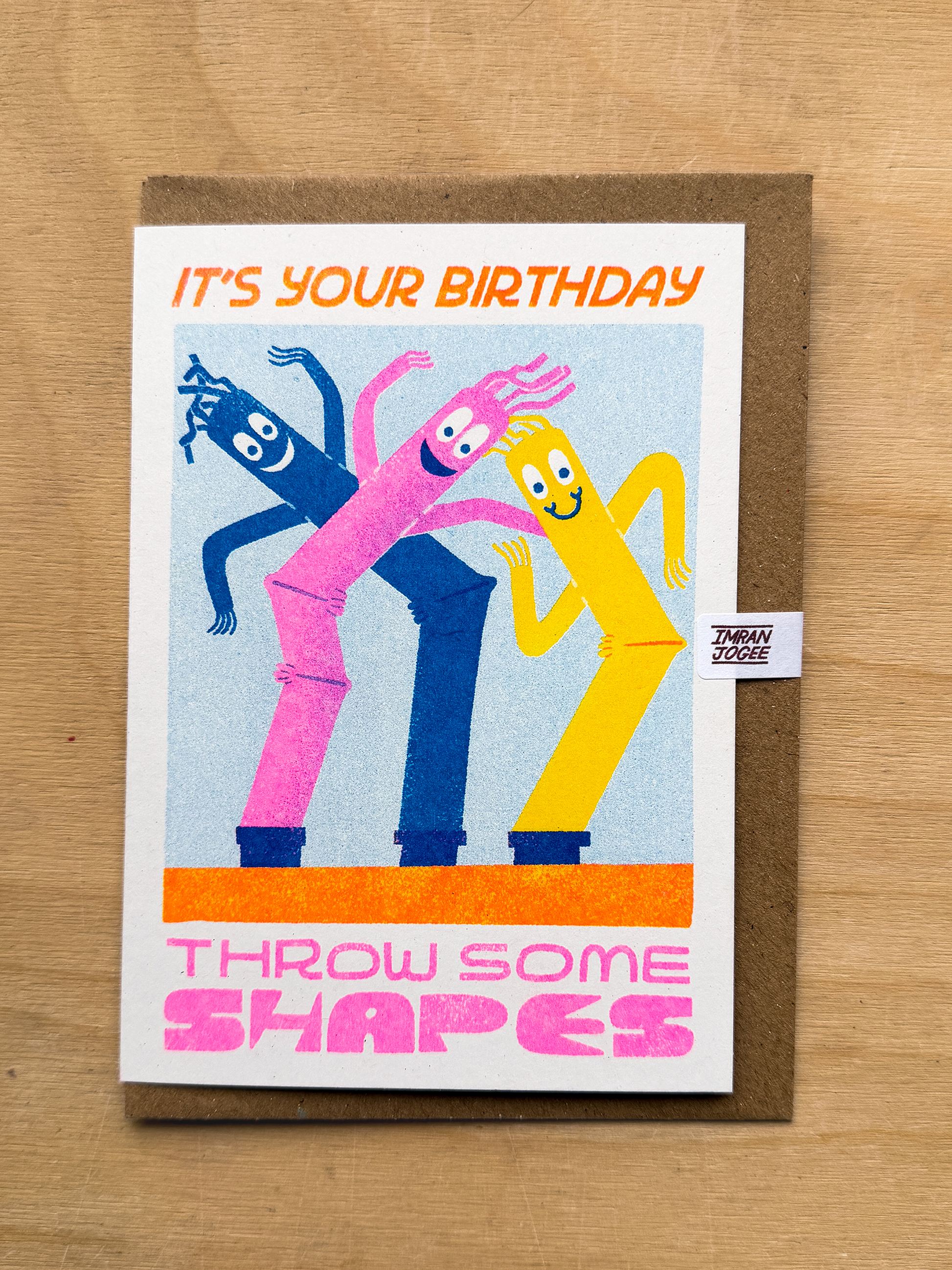 It's Your Birthday Throw Some Shapes Risograph card