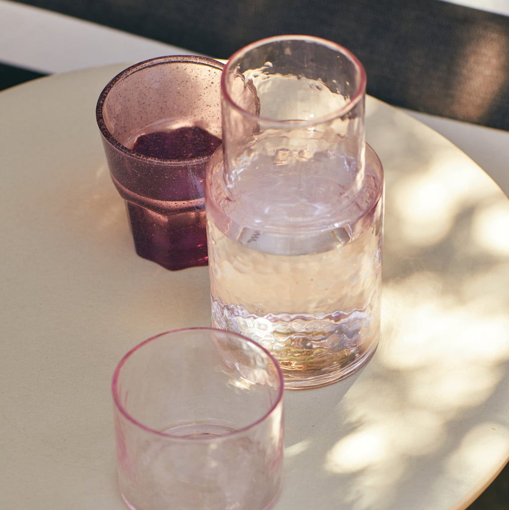 HKLIVING Tube Carafe and glass in Blush, available at mooch-y design store, Cardiff