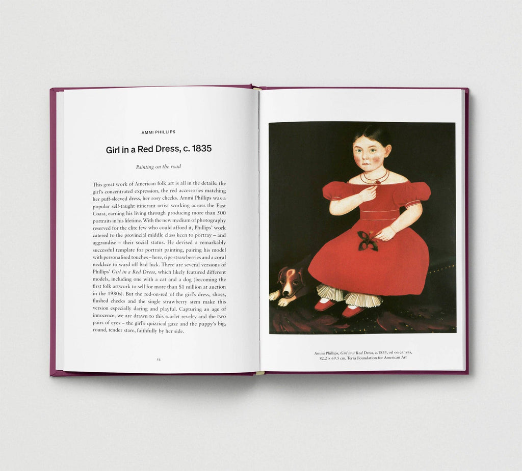 Open book with a portrait of a girl in a red dress on a white background
