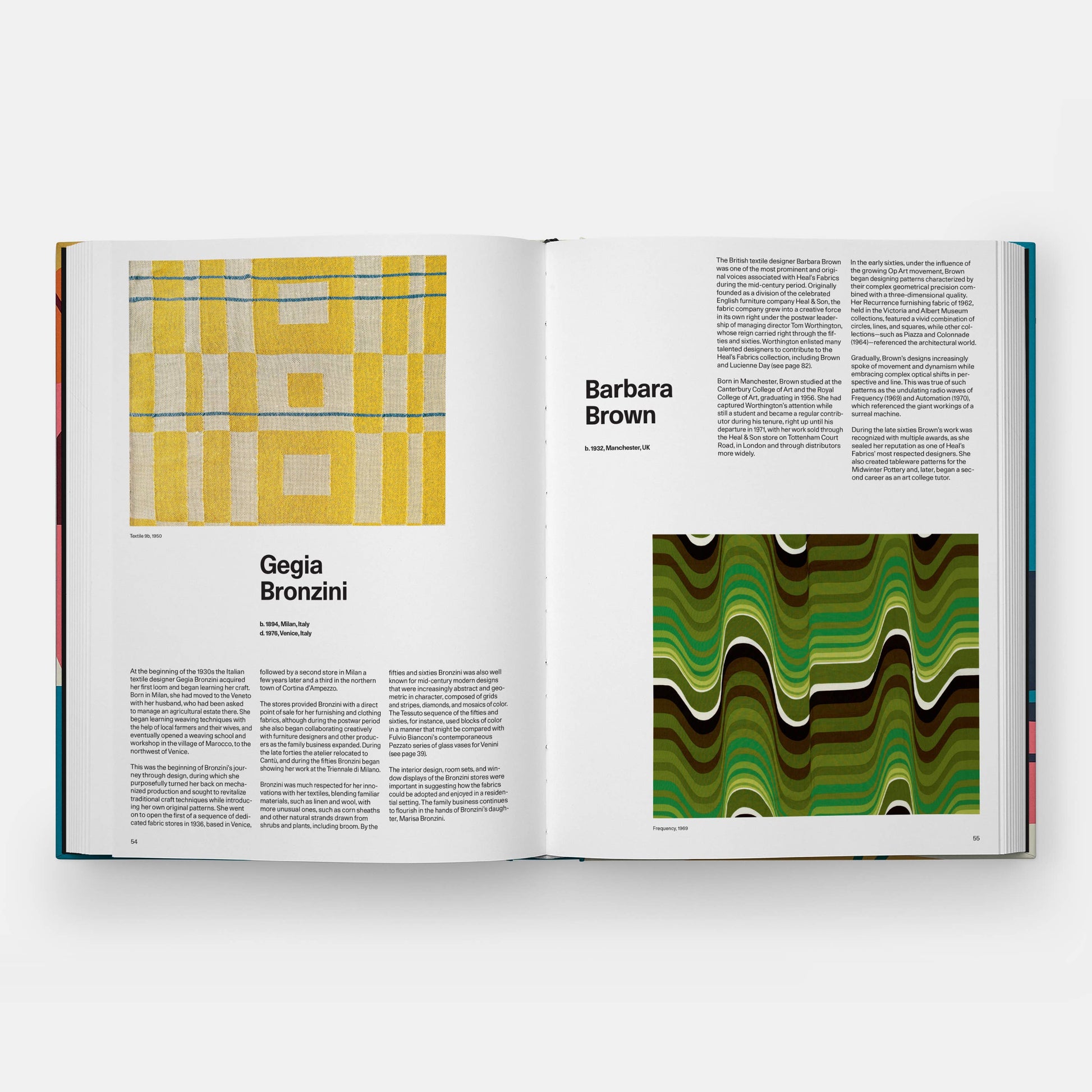 Open book showing pages with geometric patterns and text on a white background