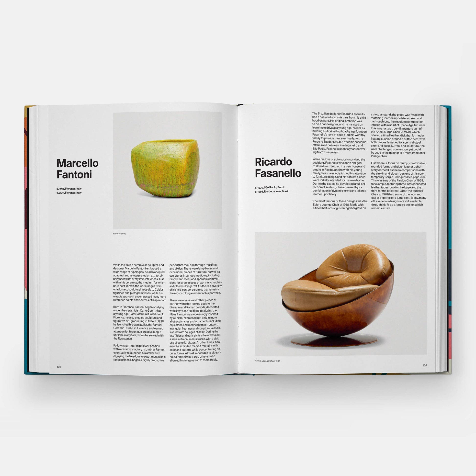 Open book showing images of furniture with text on a white background