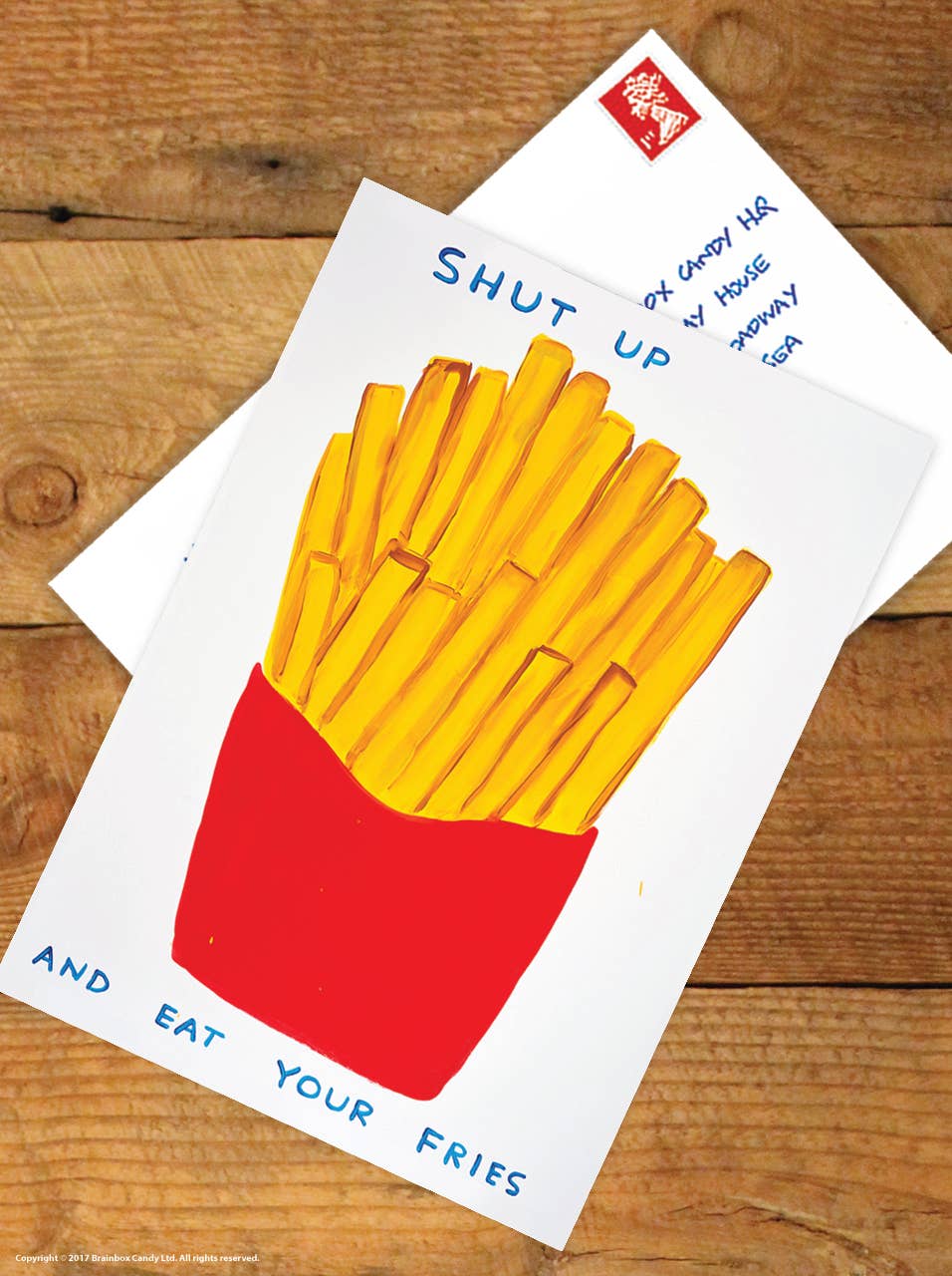 Funny A6 Art Postcard By David Shrigley - Eat Your Fries