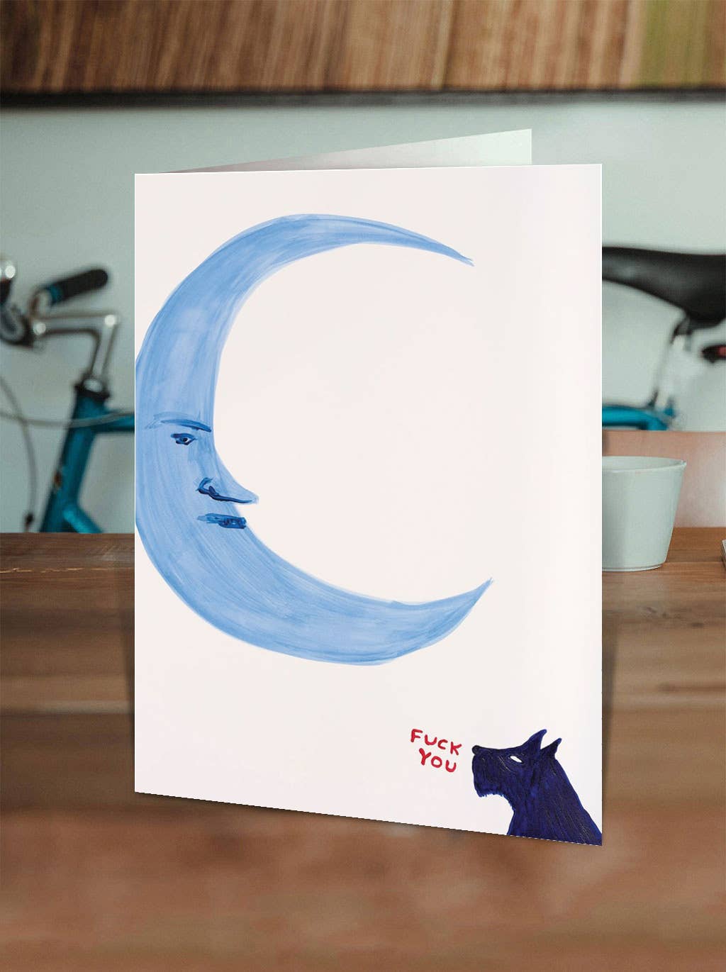 Sale Funny David Shrigley Greetings Card  - Fuck You Moon