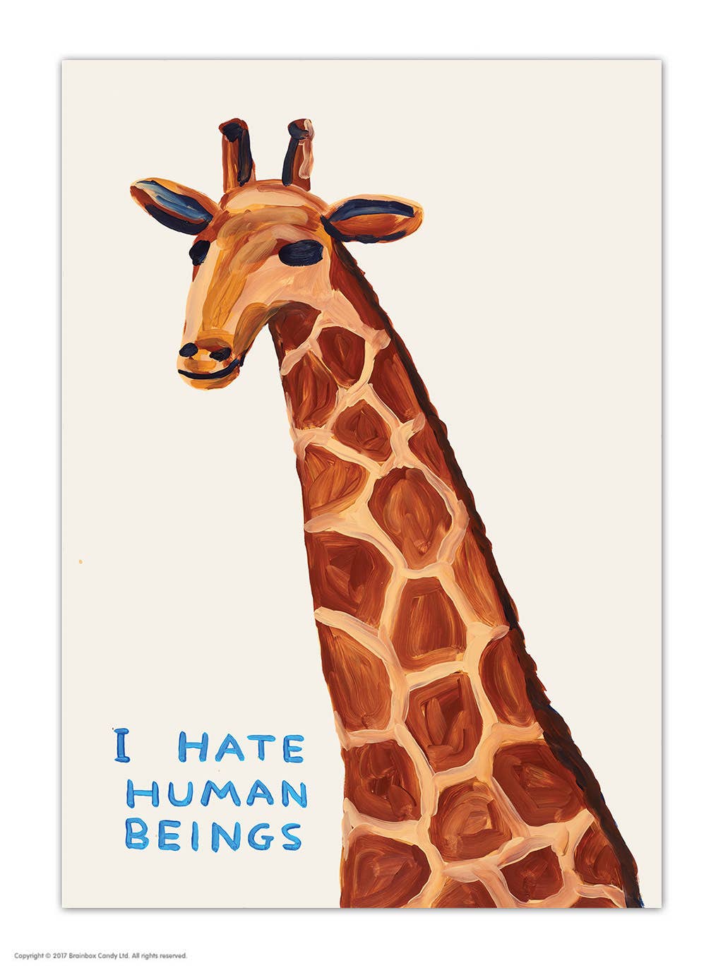 Funny A6 Art Postcard By David Shrigley - Hate Human Beings