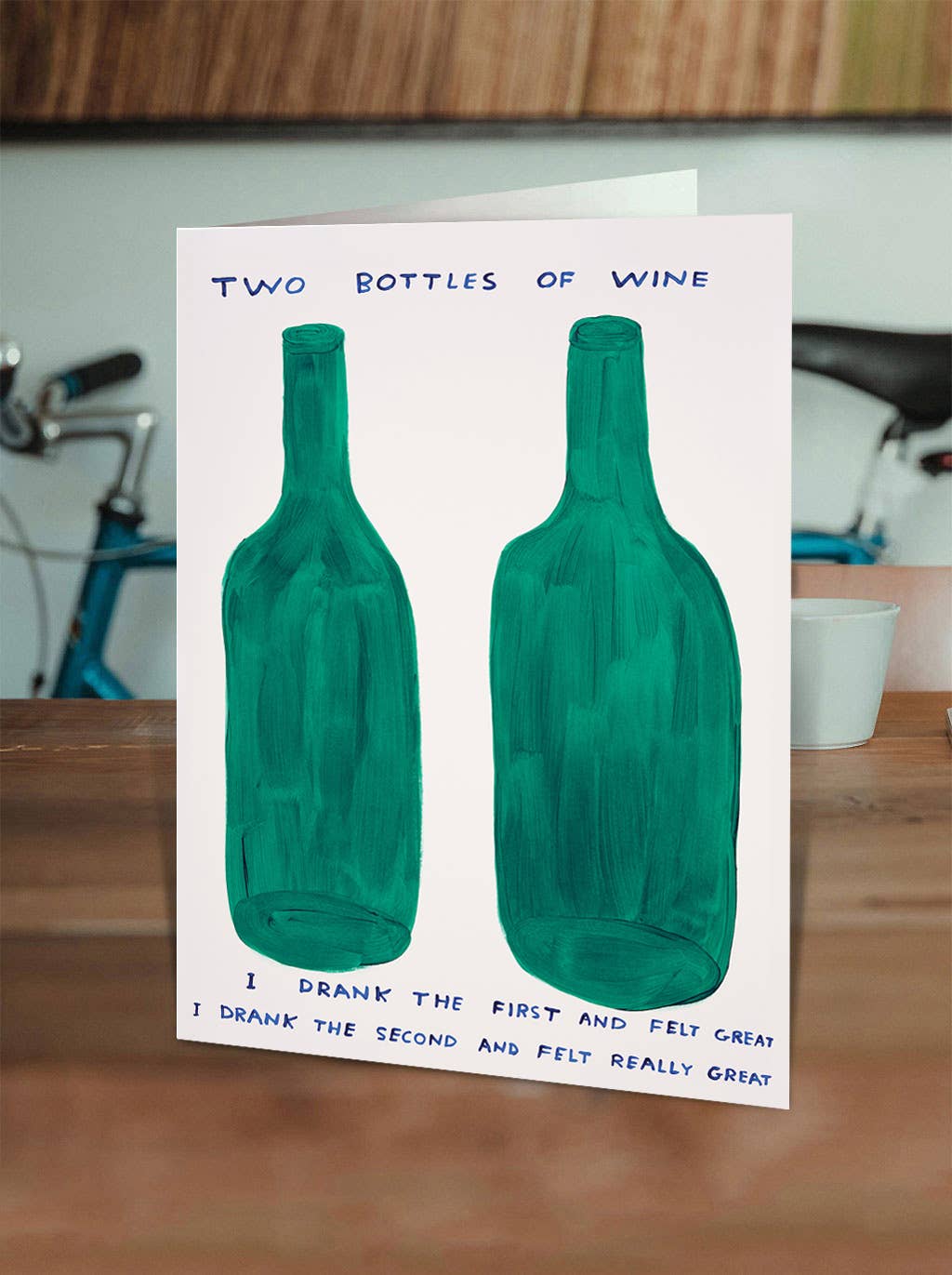 Funny Greetings Card By David Shrigley - Two Bottles of Wine