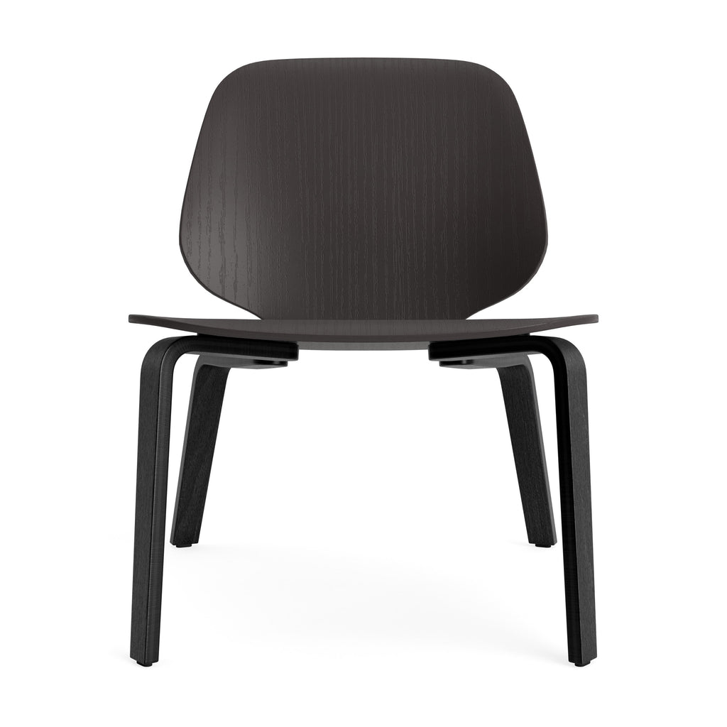 Black chair with a minimalist design on a white background