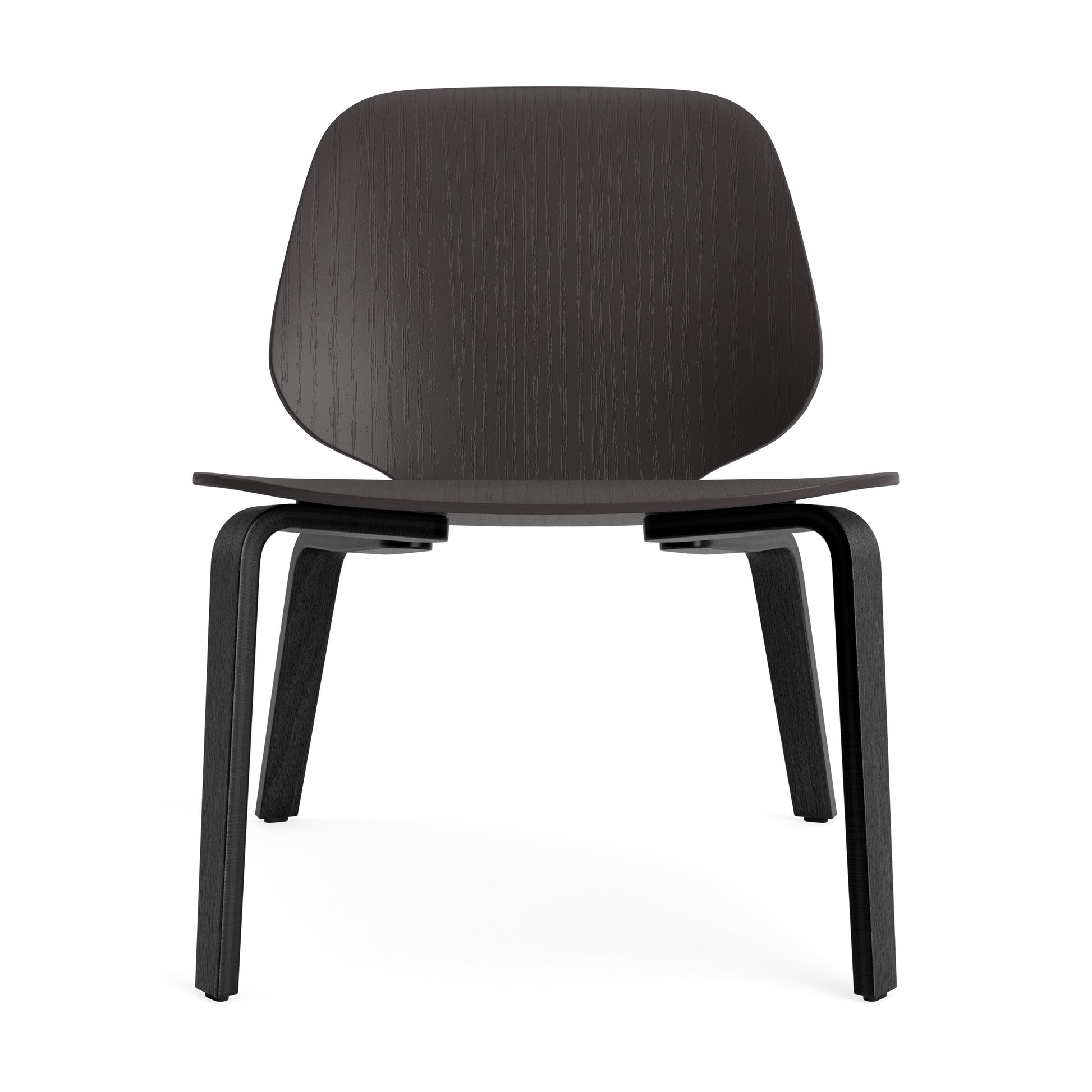 Black chair with a minimalist design on a white background