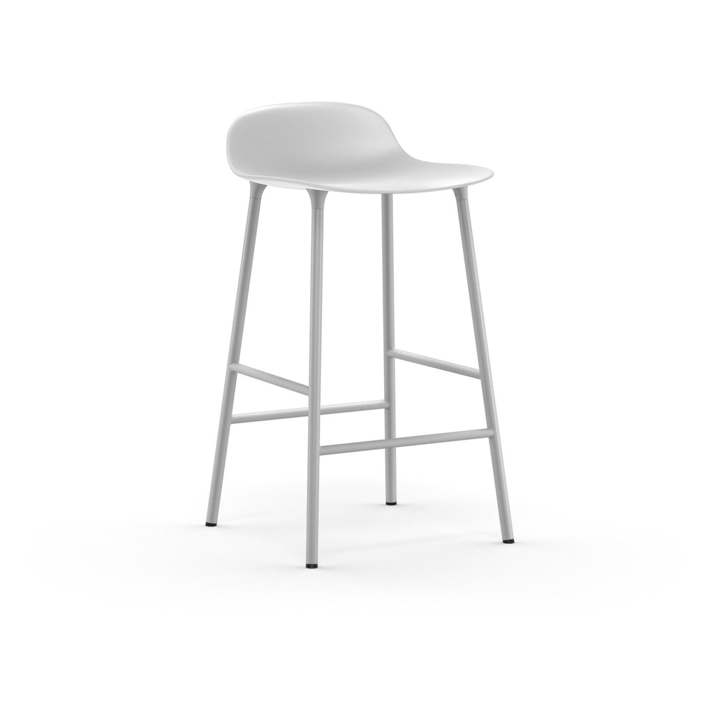 White bar stool with metal legs on a white background