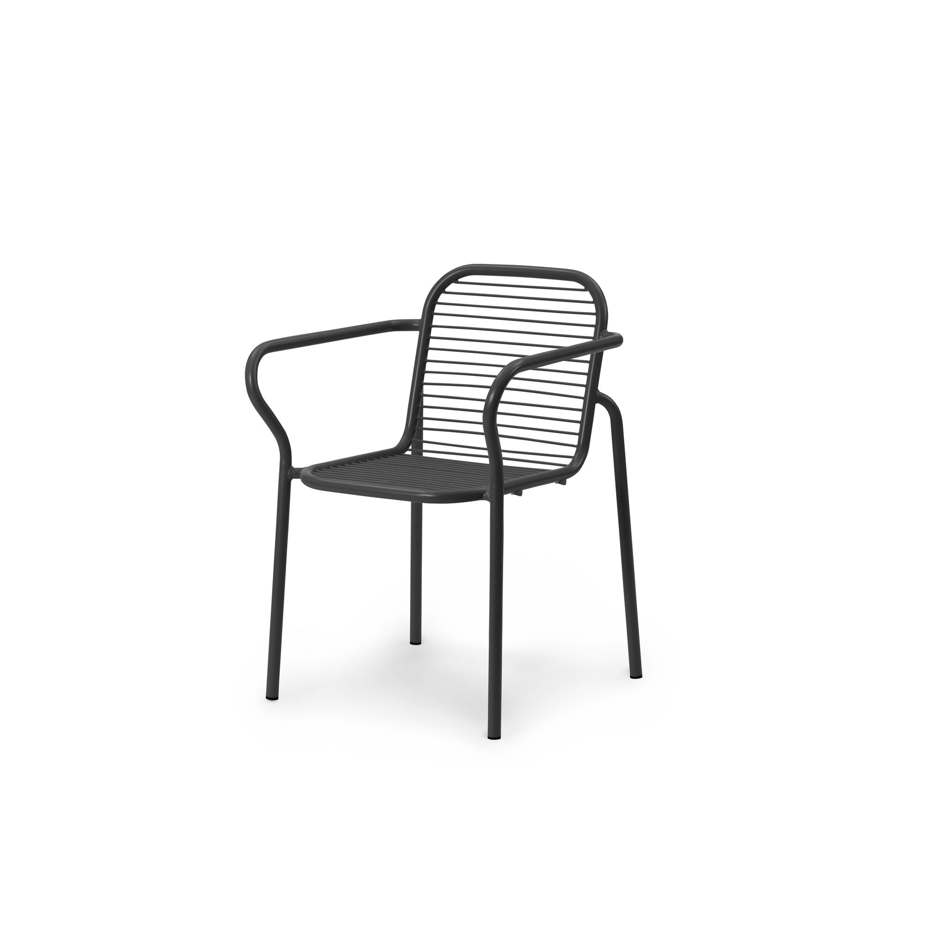 Black metal chair on a white background