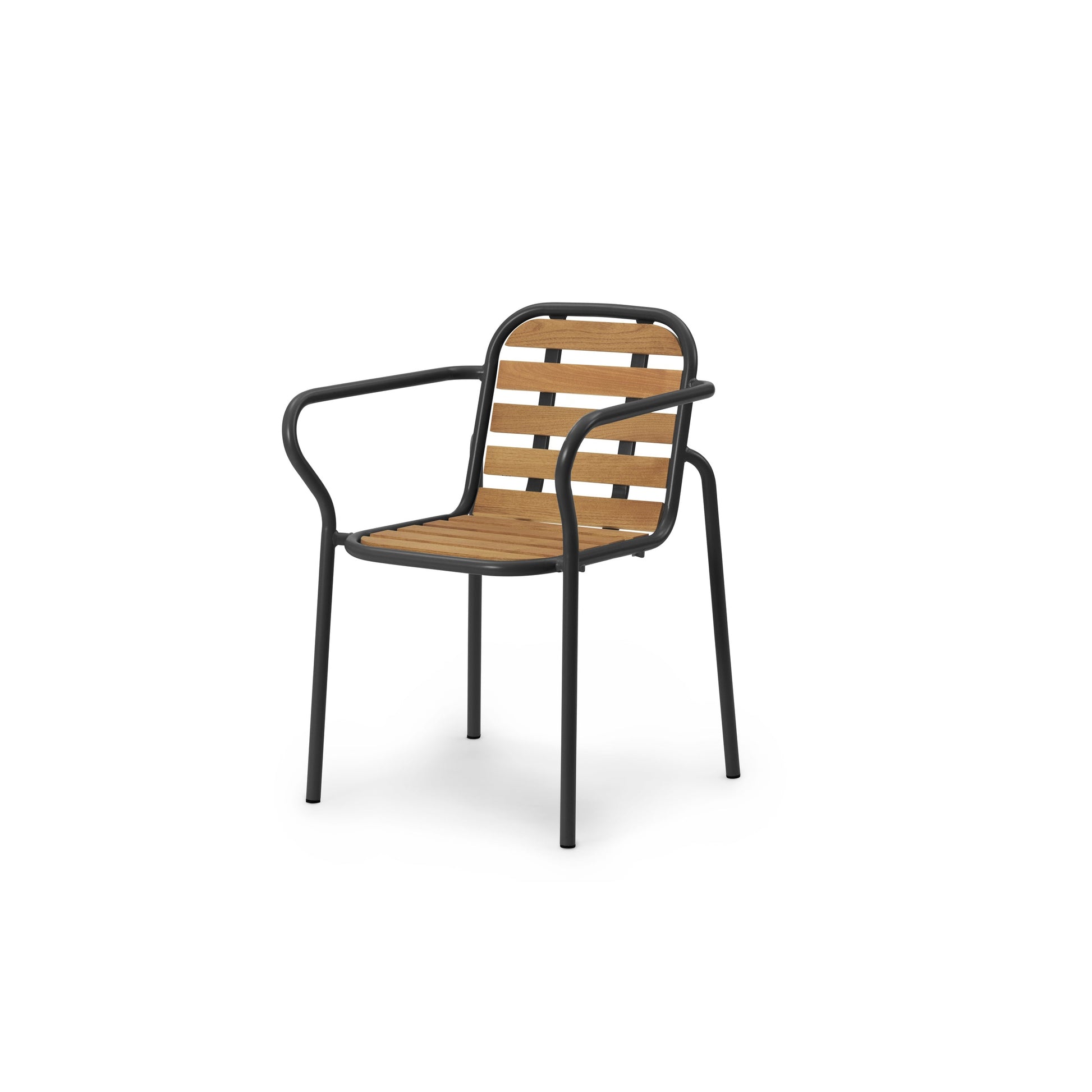 Chair with wooden seat and backrest on a white background
