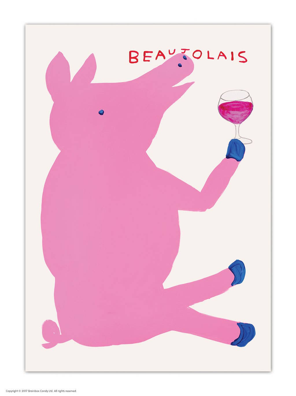 Funny A6 Art Postcard By David Shrigley - Beaujolais Pig