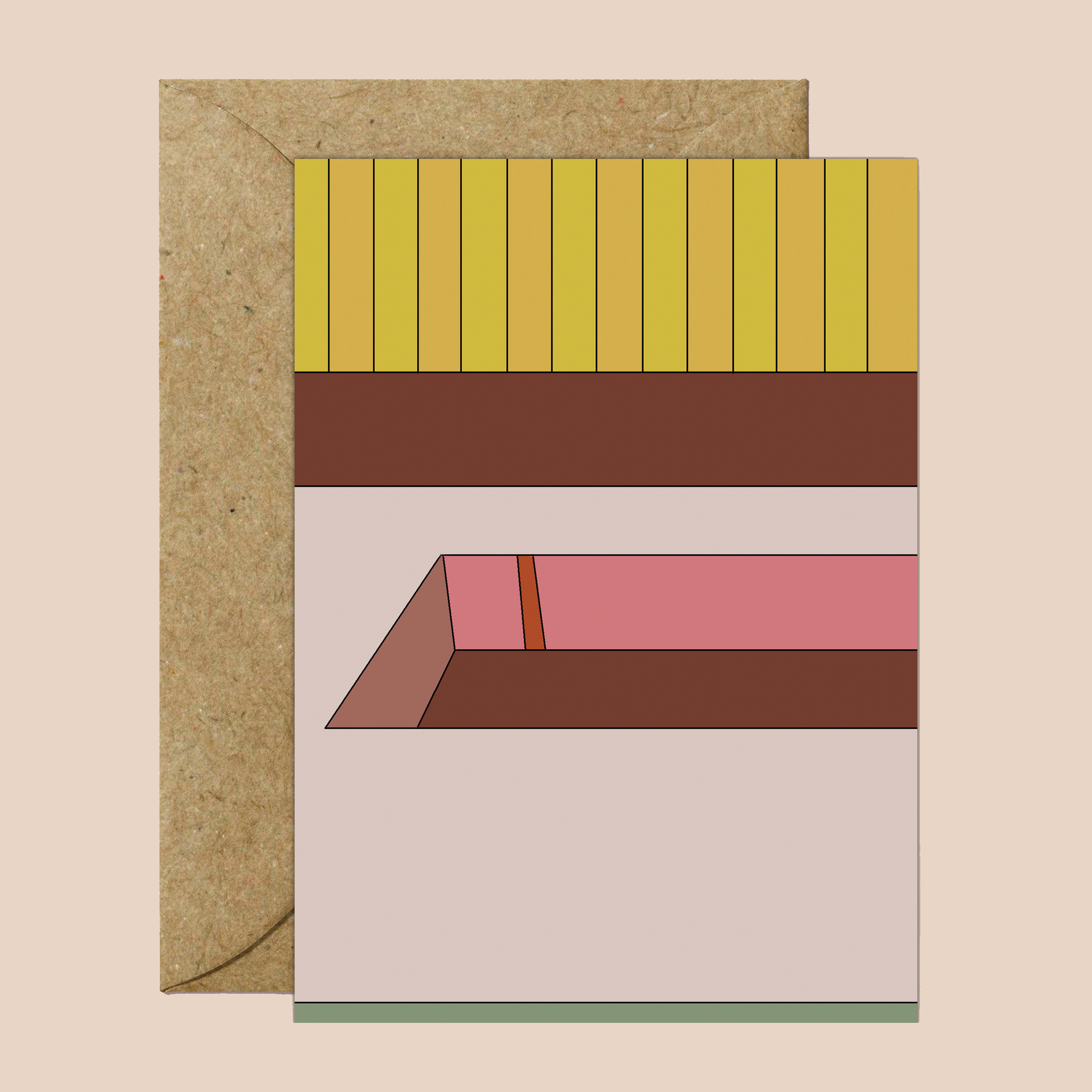 Architectural illustration on pink background