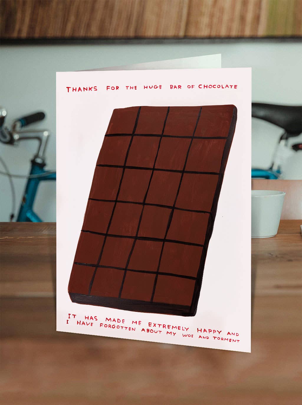 Funny Greetings Card - Thanks Chocolate by David Shrigley