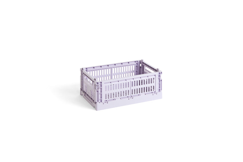 Purple storage crate on white background