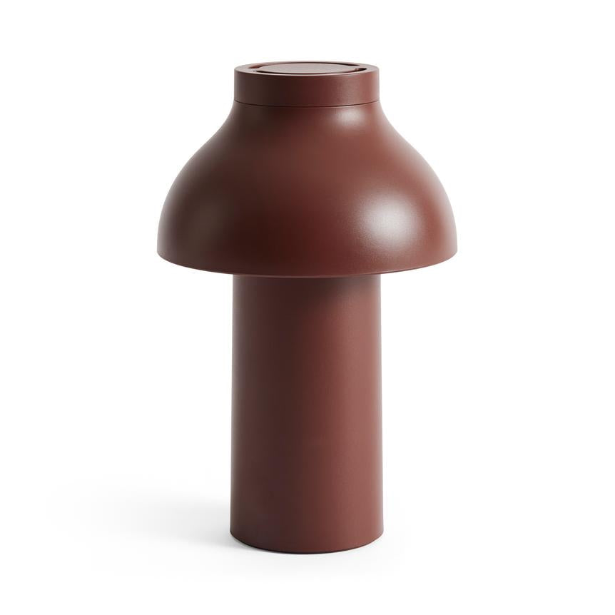 Brown lamp with a unique design on a white background