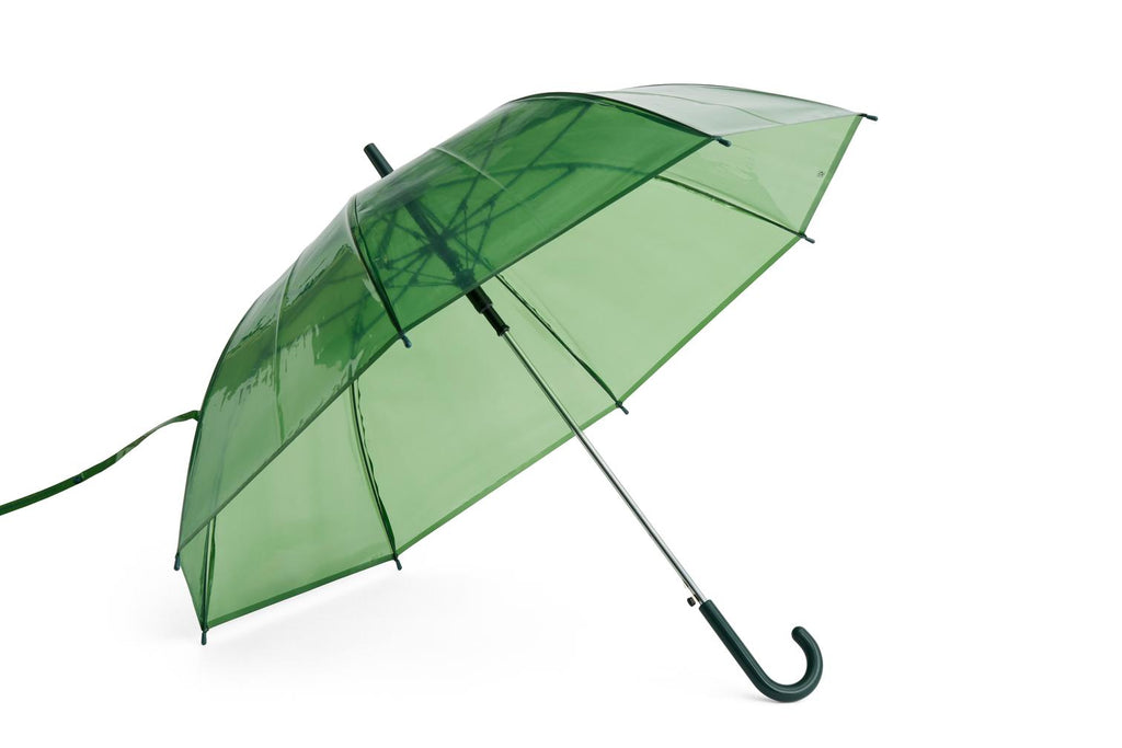 Green transparent umbrella on a white background