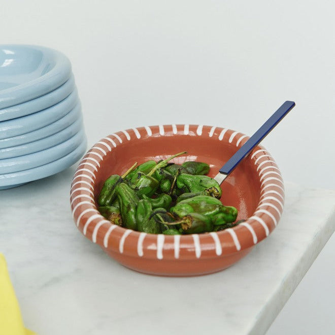 Barro Oval Dish - Small, Natural with Stripes