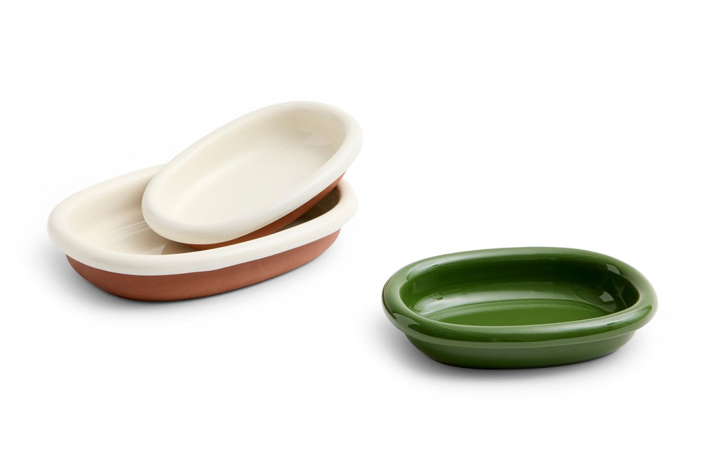 Barro Oval Dish - Large, Off White & Terracotta