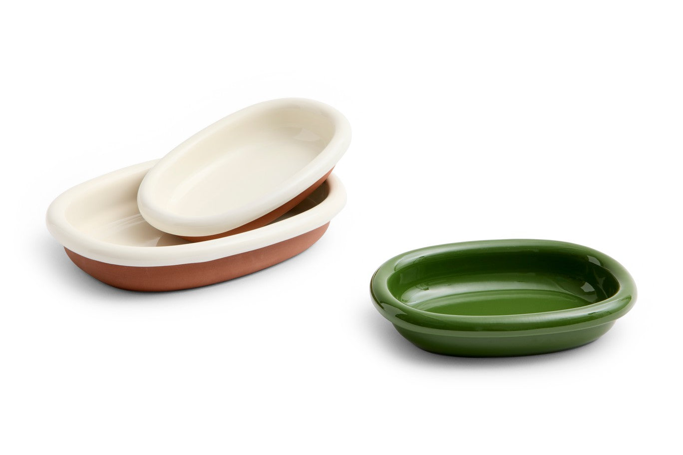 Barro Oval Dish - Large, Off White & Terracotta