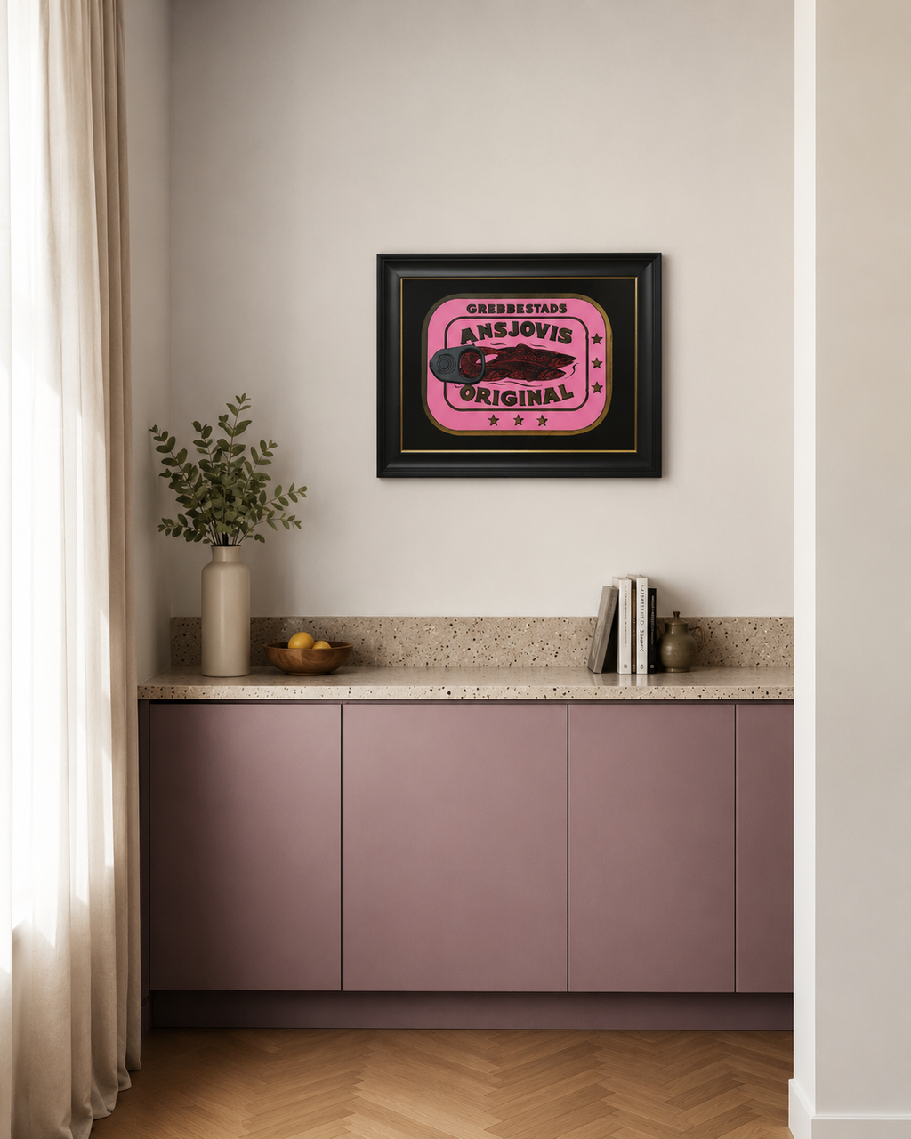 'Anchovies' Gilded Glass Screen Print by Jason Davies