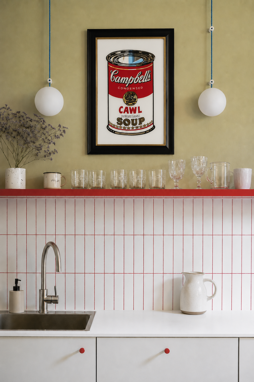 'Cawl Soup Can' Gilded Glass Screen Print by Jason Davies