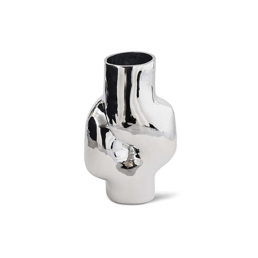 Gleam Glass Vase, Tall, Chrome