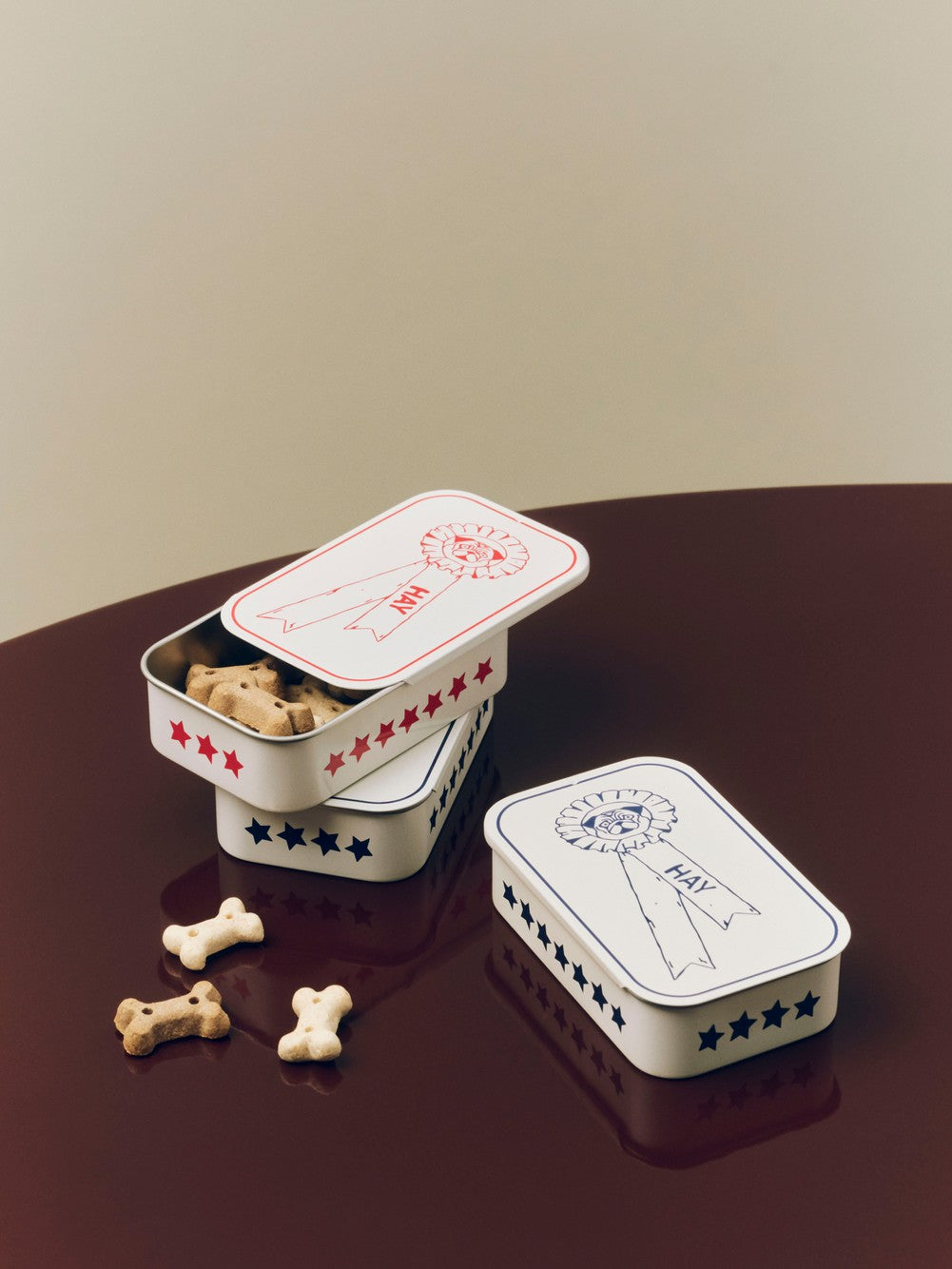 Dog Treat Tin - Small, Blue & White