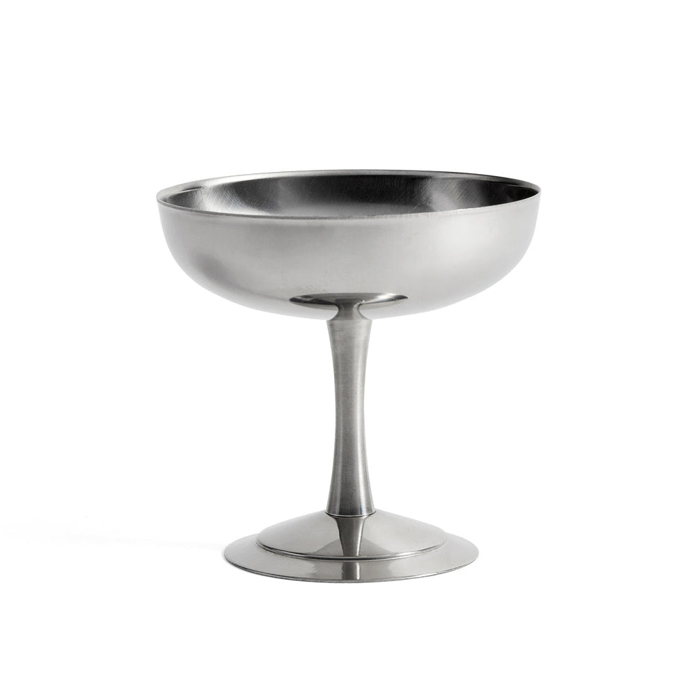 Stainless steal ice cream coupe on white background 