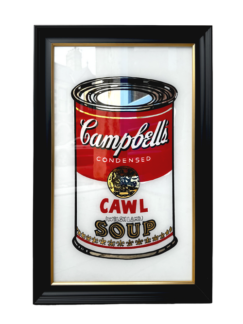 'Cawl Soup Can' Gilded Glass Screen Print by Jason Davies