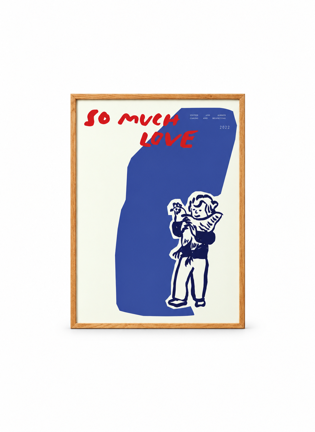 So Much Love Chicken Print & Oak Frame - A4