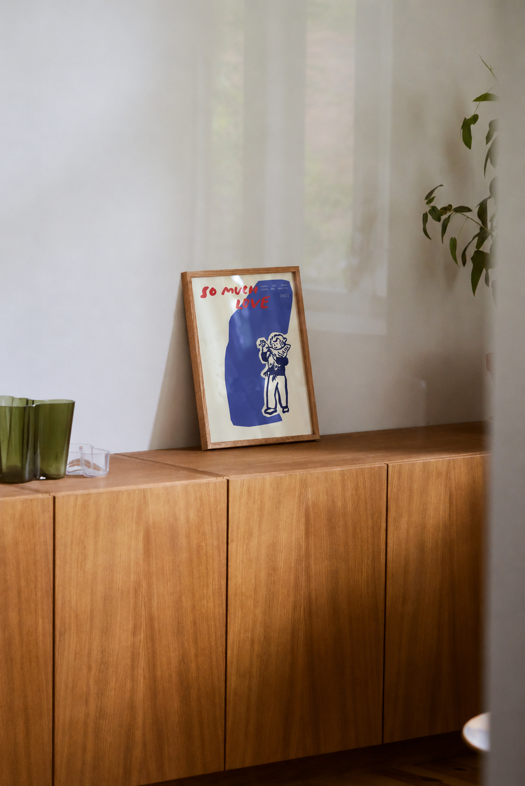 So Much Love Chicken Print & Oak Frame - A4