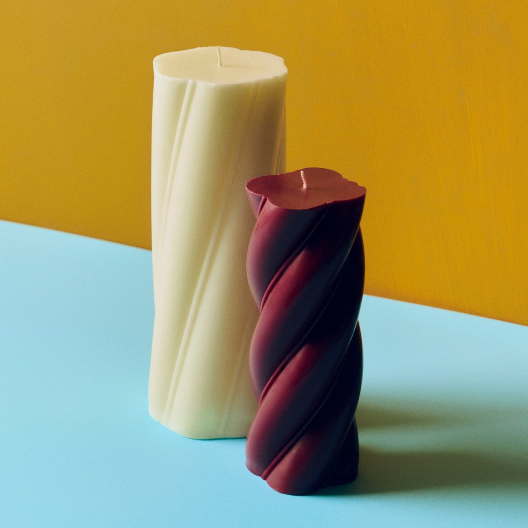 HAY Soft Serve Candle Large in Ivory and Medium in Bordeaux