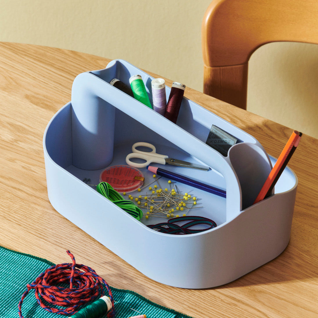 Lavender toolbox with scissors and pencils