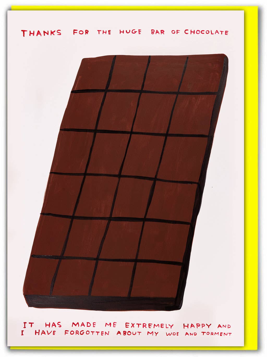 Funny Greetings Card - Thanks Chocolate by David Shrigley