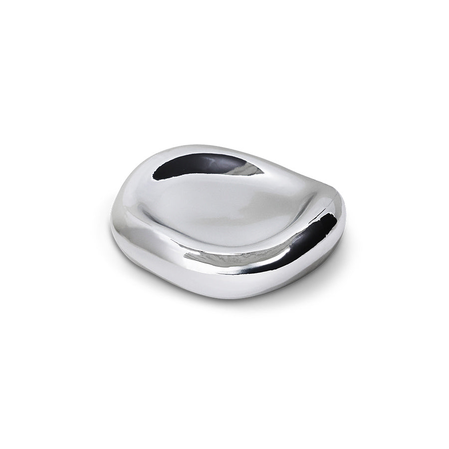 Silver bowl on white background
