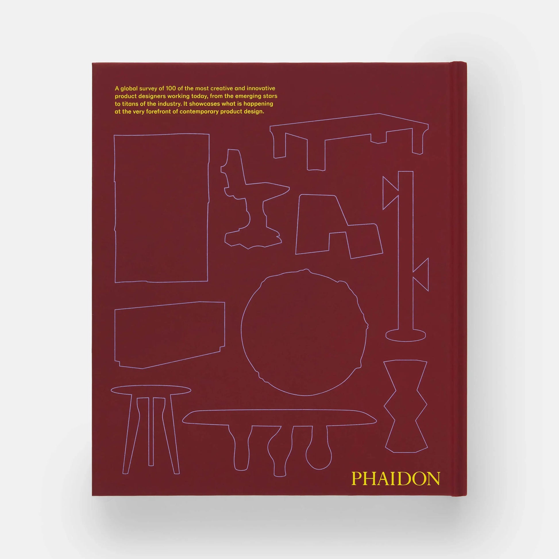 Book cover with line drawings of furniture and 'Phaidon' branding on a white background