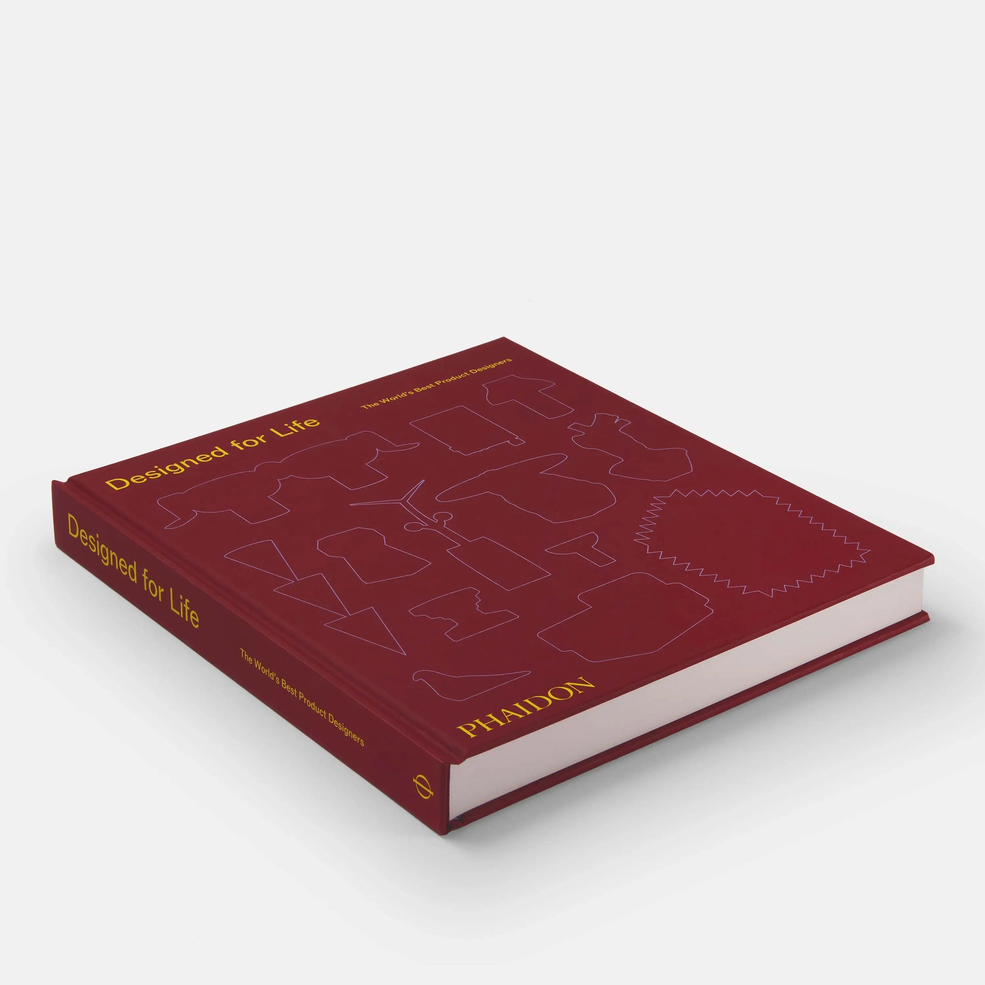 Red book titled 'Designed for Life' by Phaidon on a white background
