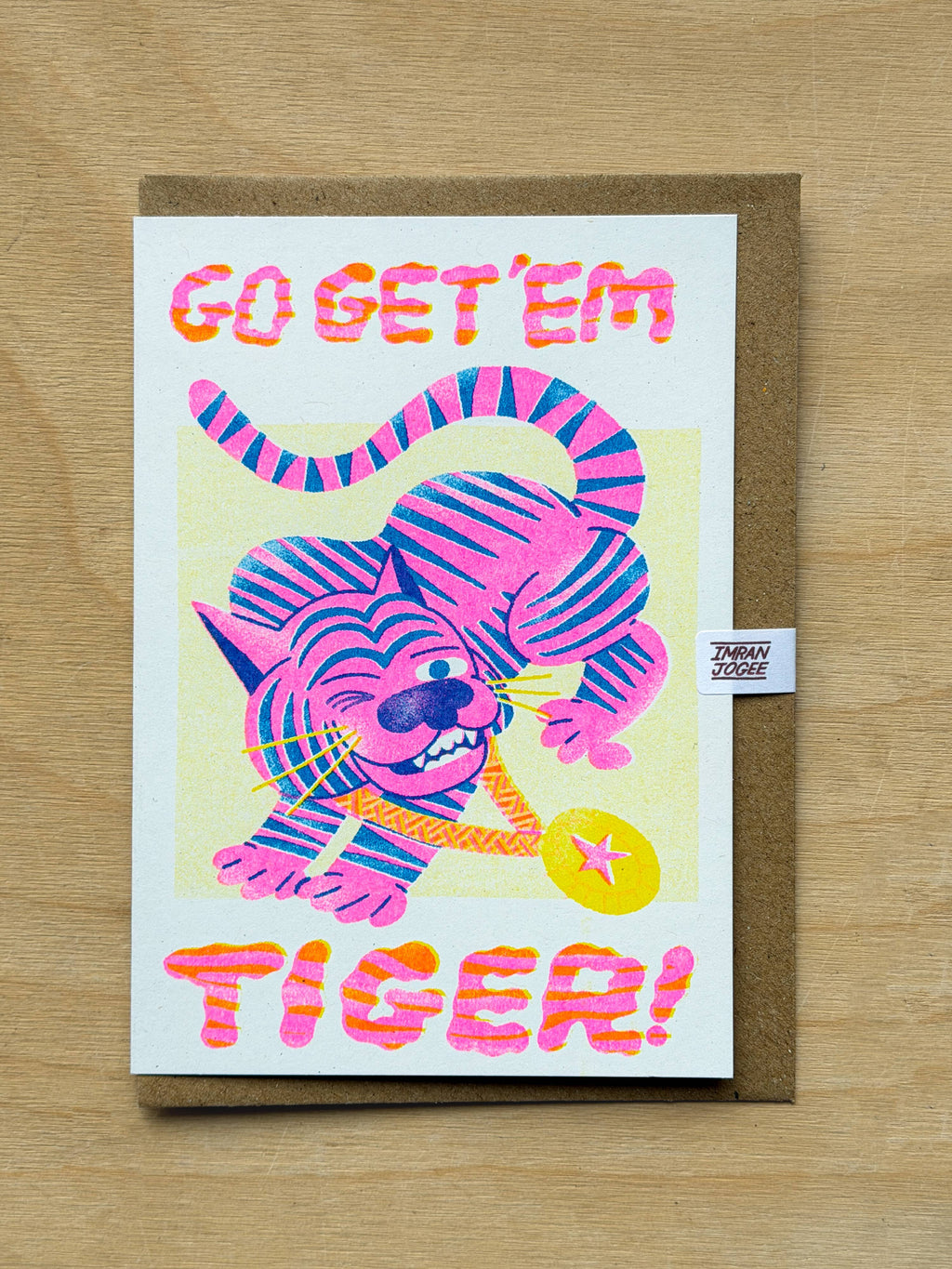 Go Get 'Em Tiger Risograph card