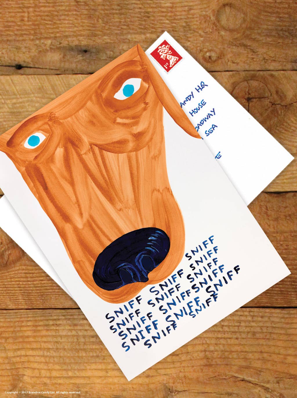Funny A6 Art Postcard by David Shrigley - Sniff Sniff Sniff
