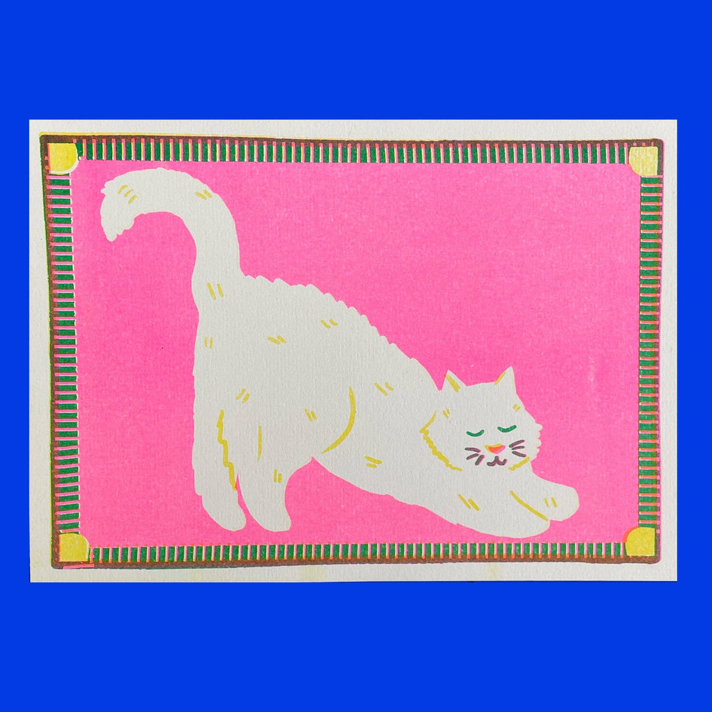 Cat print on blue background