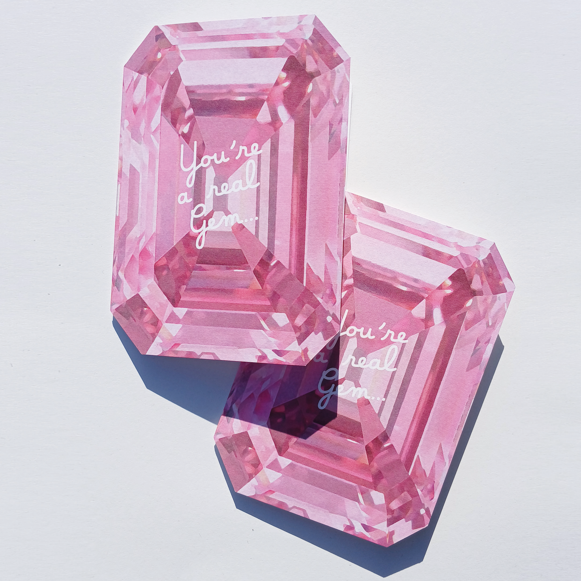 Two "you're a gem" cards