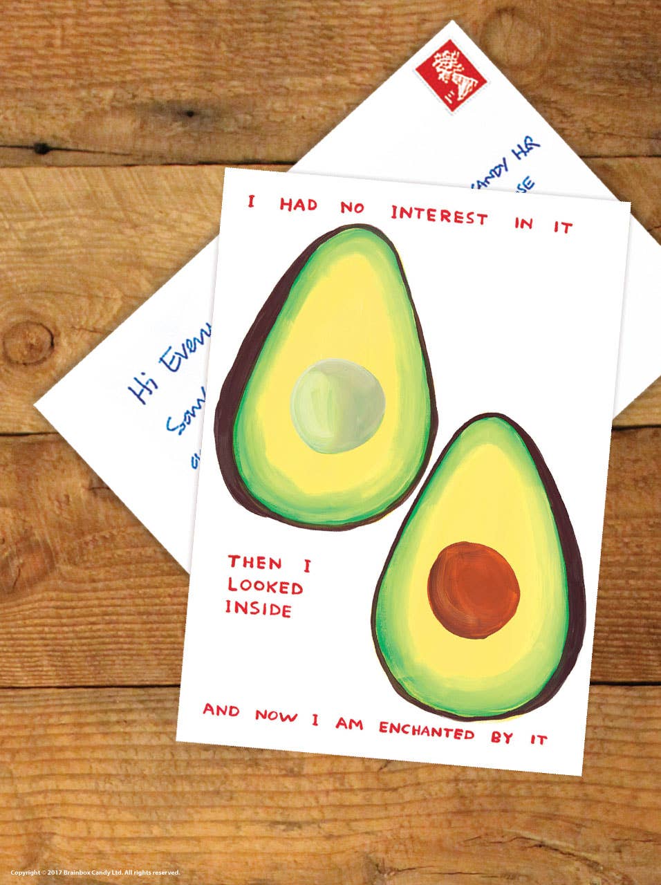 Funny A6 Art Postcard By David Shrigley - Enchanted Avocado