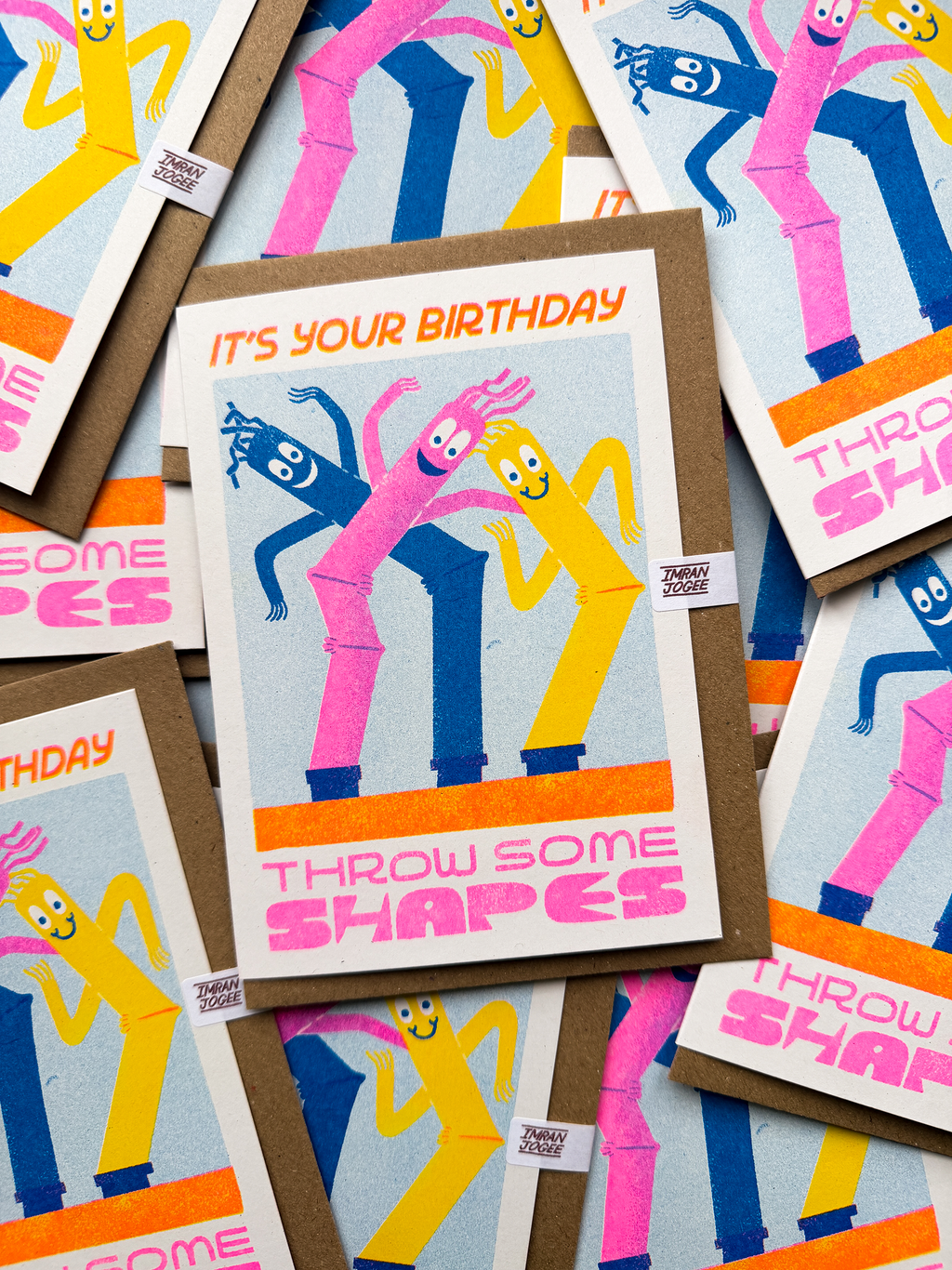 It's Your Birthday Throw Some Shapes Risograph card
