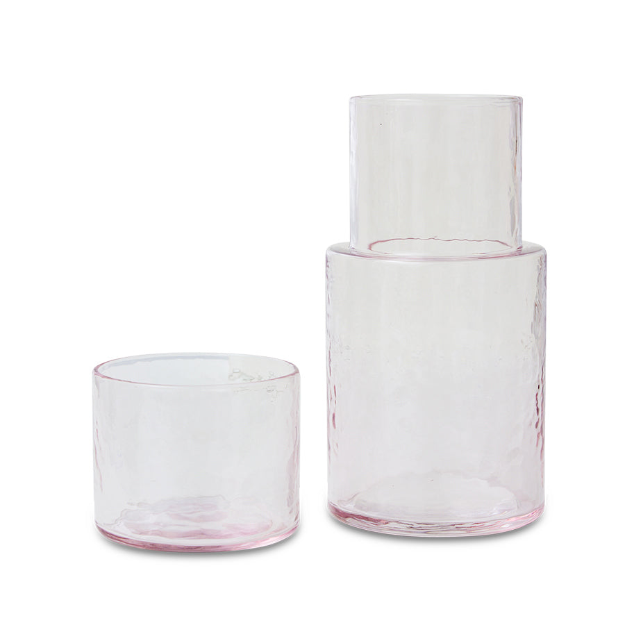 HKLIVING Tube Carafe and glass in Blush, available at mooch-y design store, Cardiff
